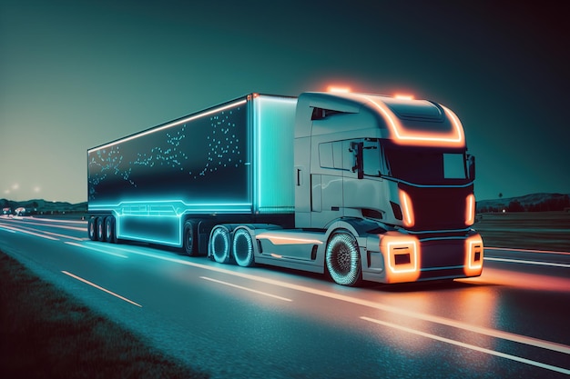 futuristic truck with autopilot delivers goods warehouse ai 717906 2060 1